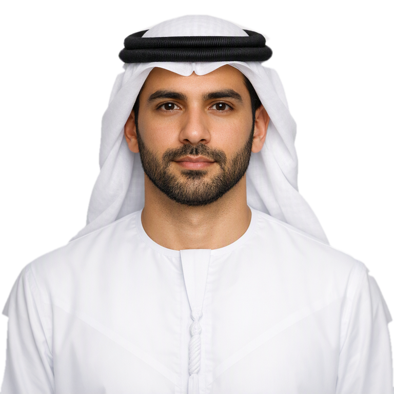 Saed, an Emirati AI customer concierge wearing traditional Emirati attire